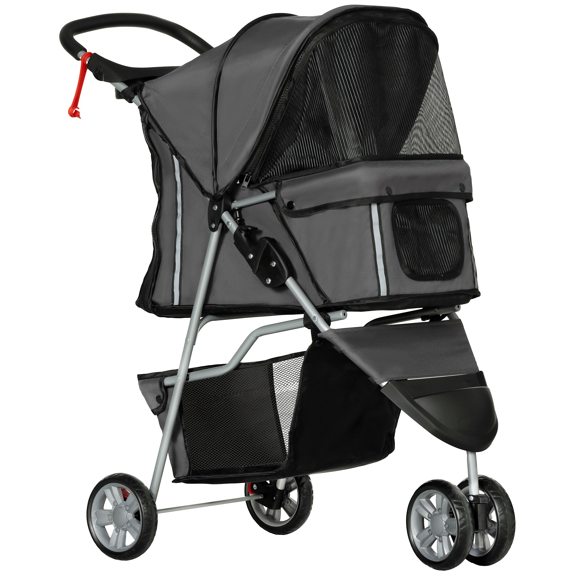 3 Wheel Pet Stroller for Small and Miniature Dogs, Charcoal Grey-0