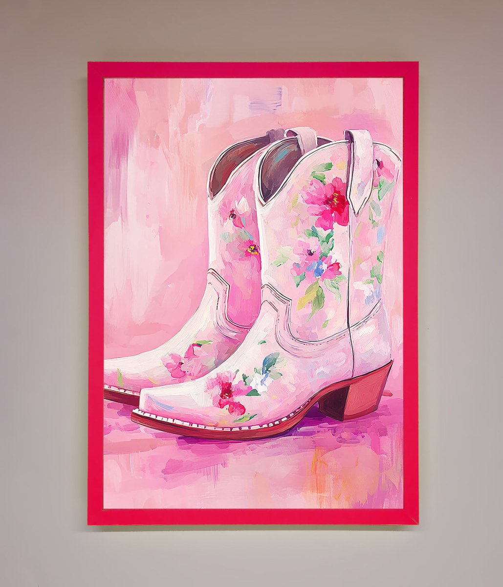 Floral Cowboy Boots Framed Poster-5
