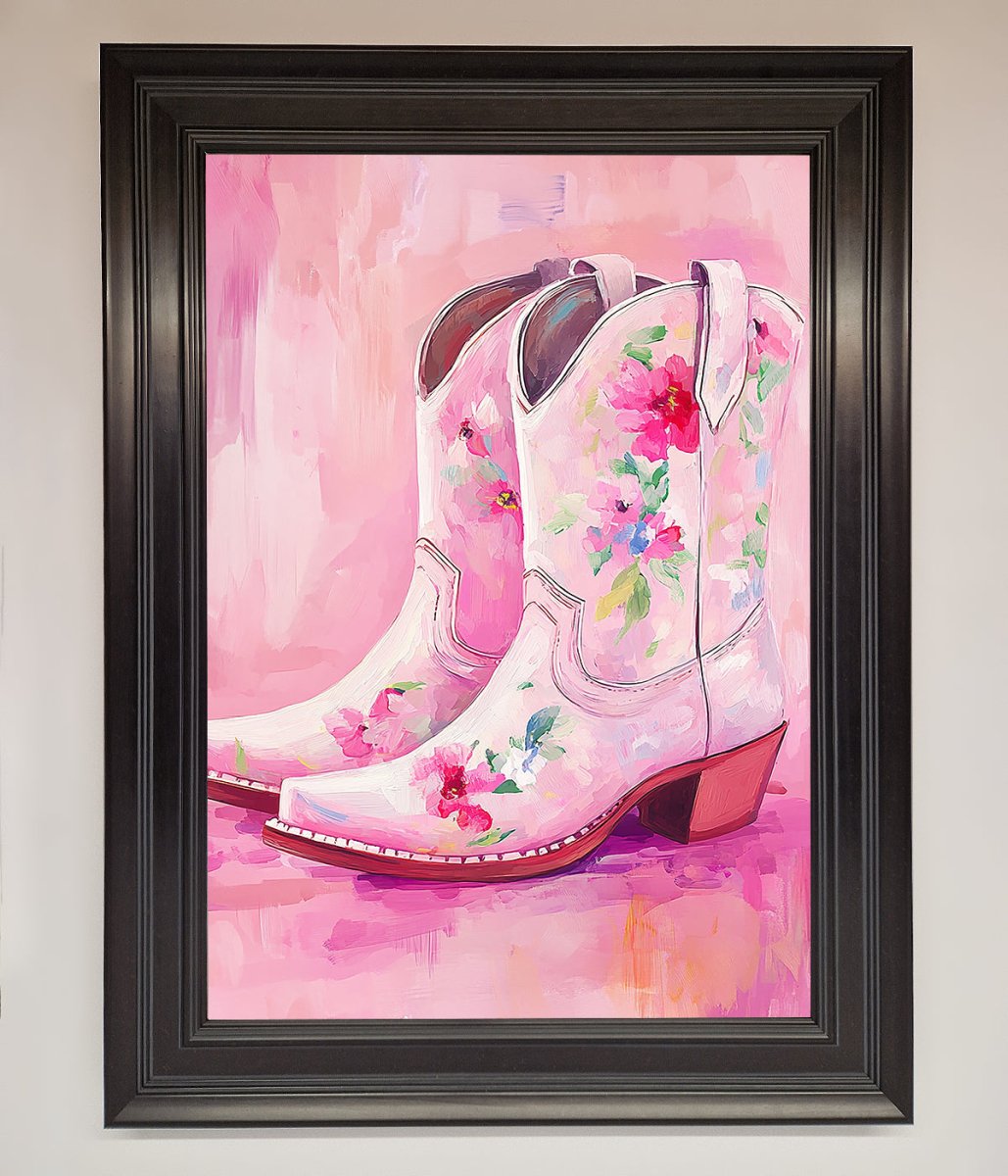 Floral Cowboy Boots Framed Poster-16