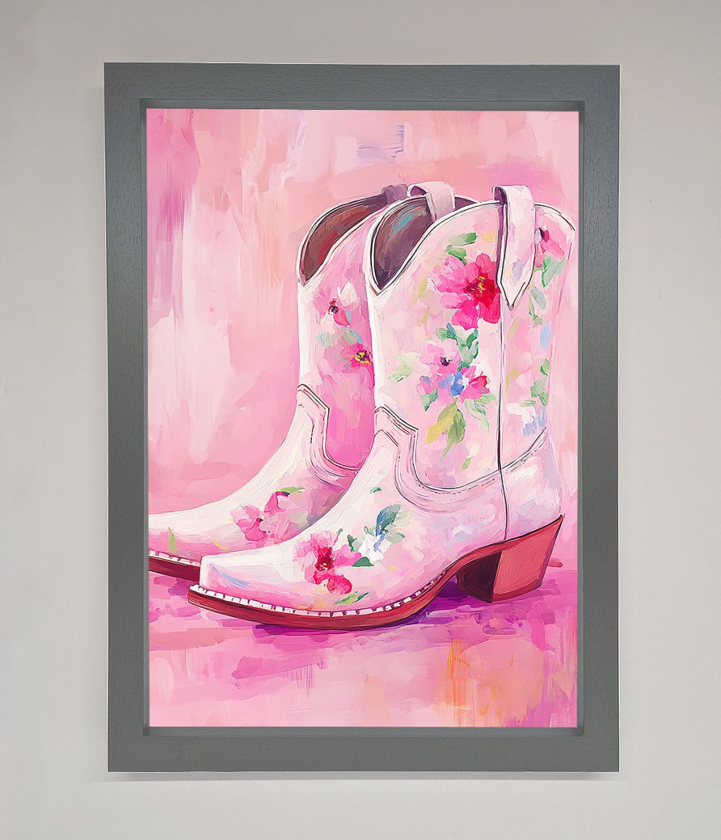 Floral Cowboy Boots Framed Poster-3
