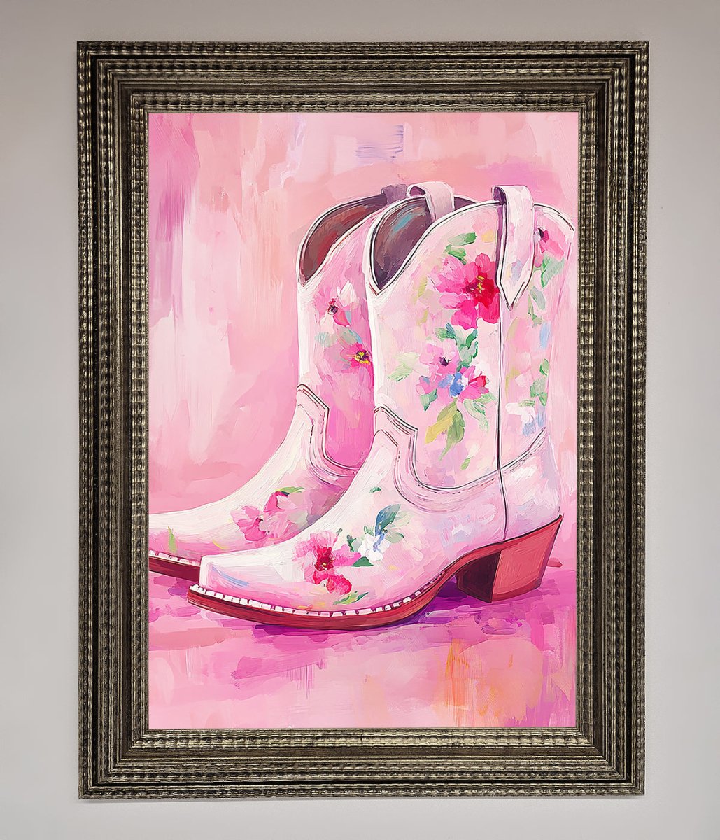 Floral Cowboy Boots Framed Poster-11