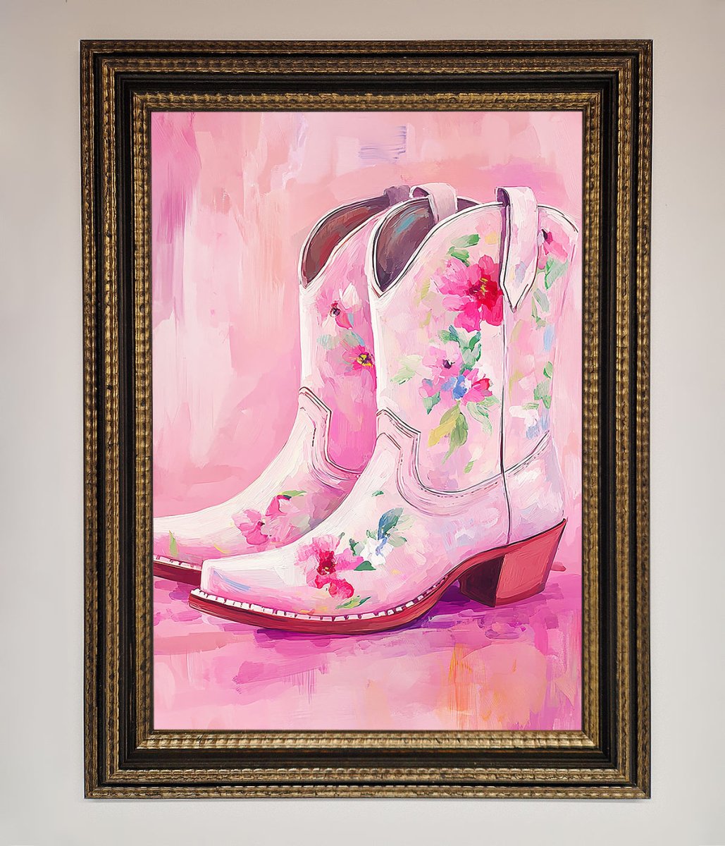 Floral Cowboy Boots Framed Poster-12