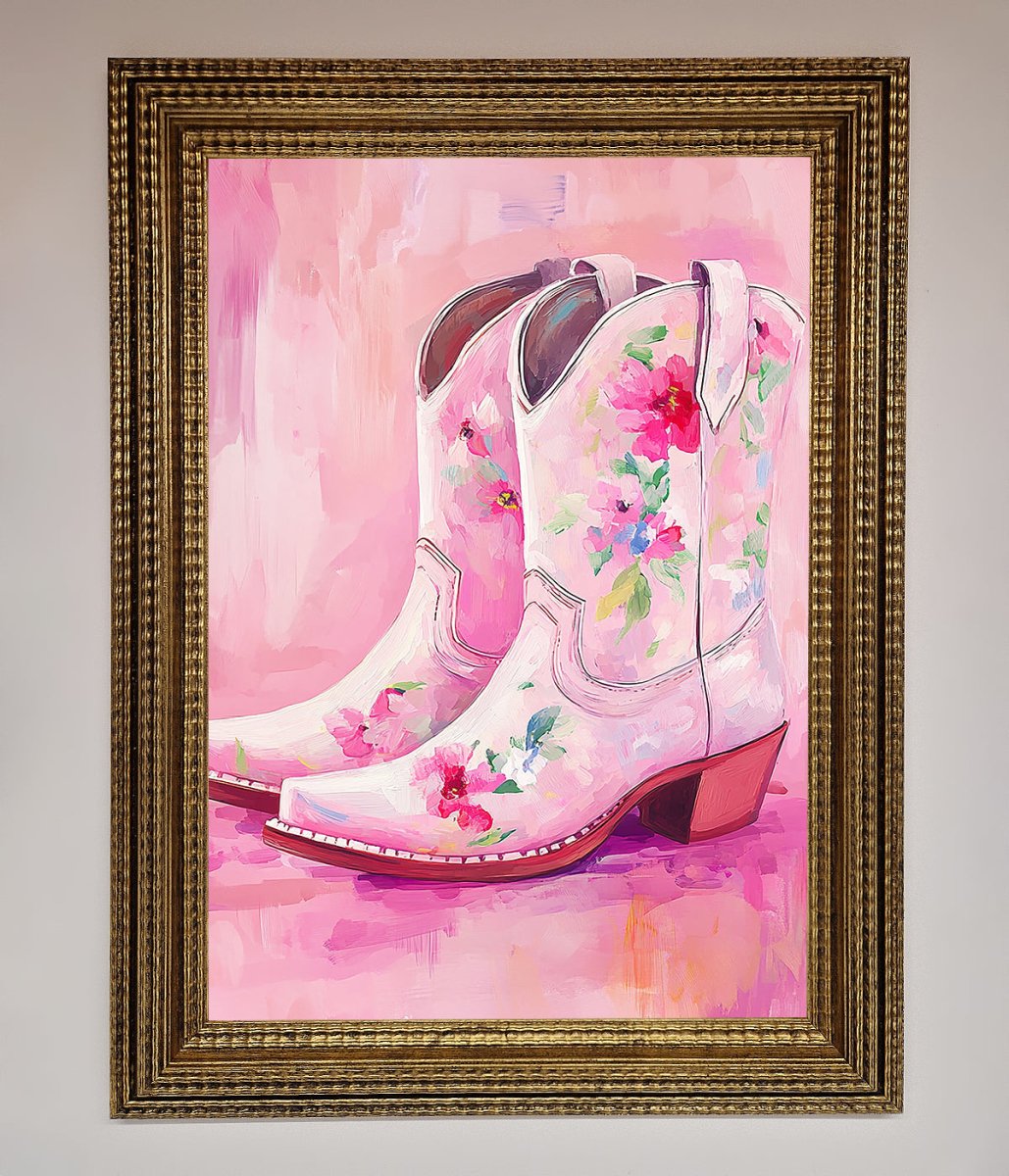 Floral Cowboy Boots Framed Poster-10