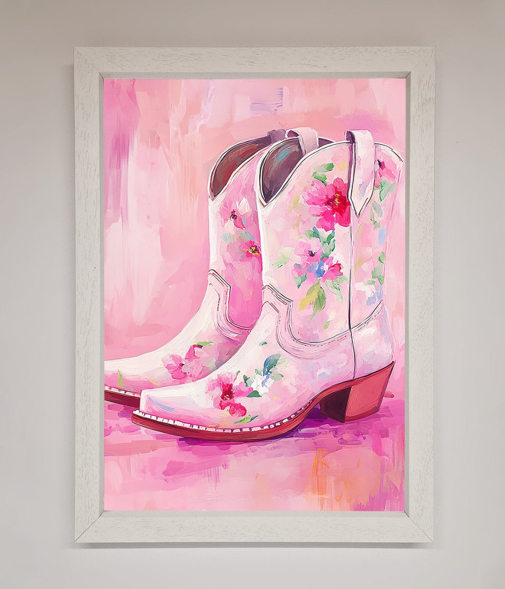 Floral Cowboy Boots Framed Poster-0