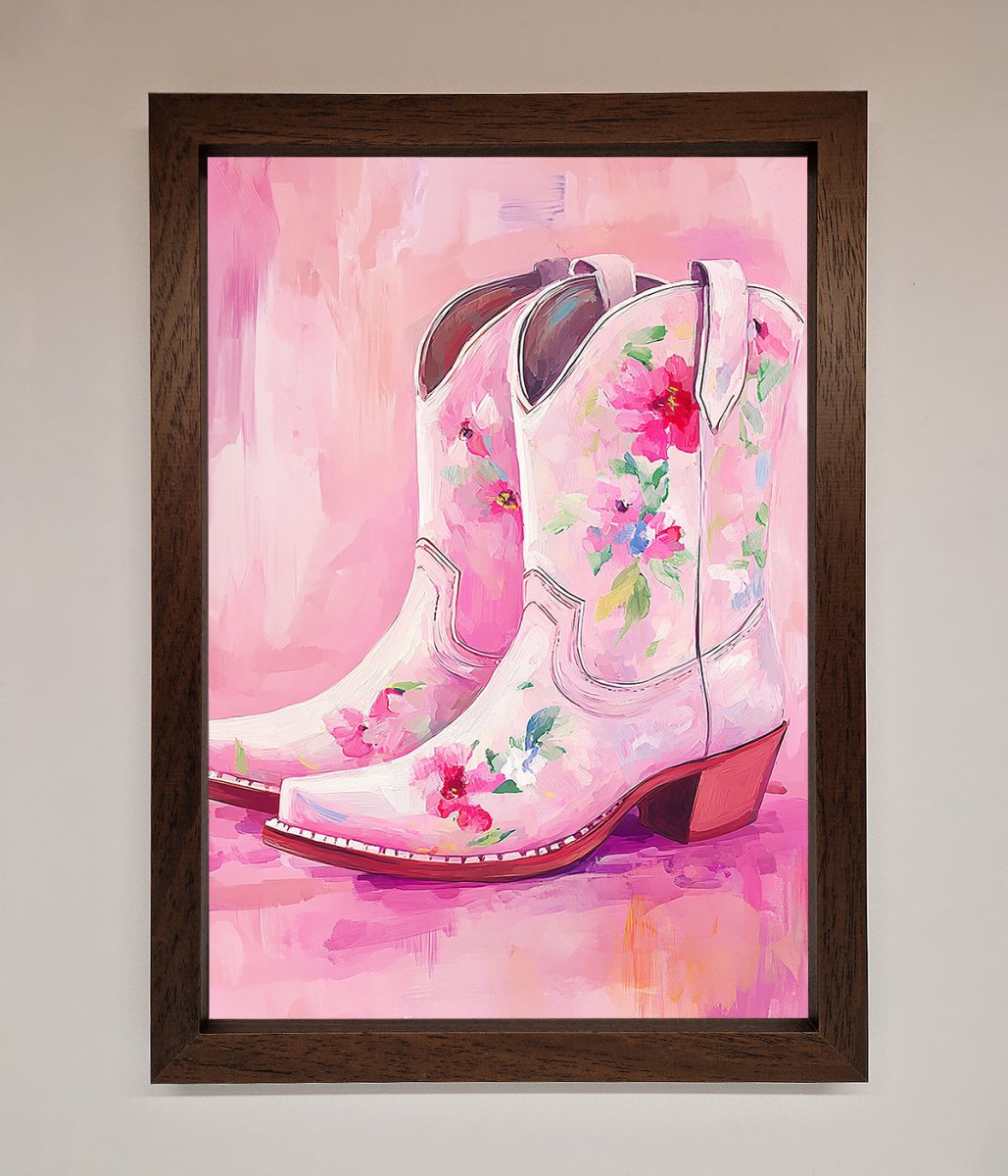 Floral Cowboy Boots Framed Poster-4