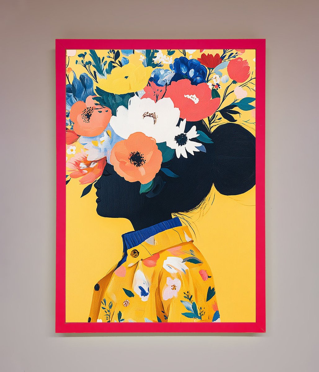 Floral Explosion Yellow Framed Print-13