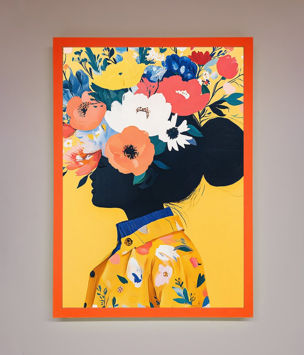 Floral Explosion Yellow Framed Print-0