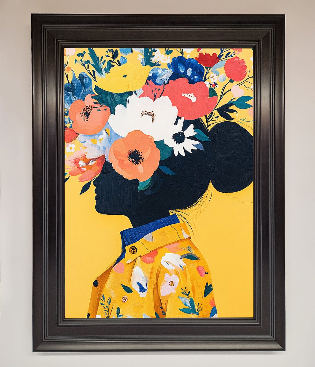 Floral Explosion Yellow Framed Print-6