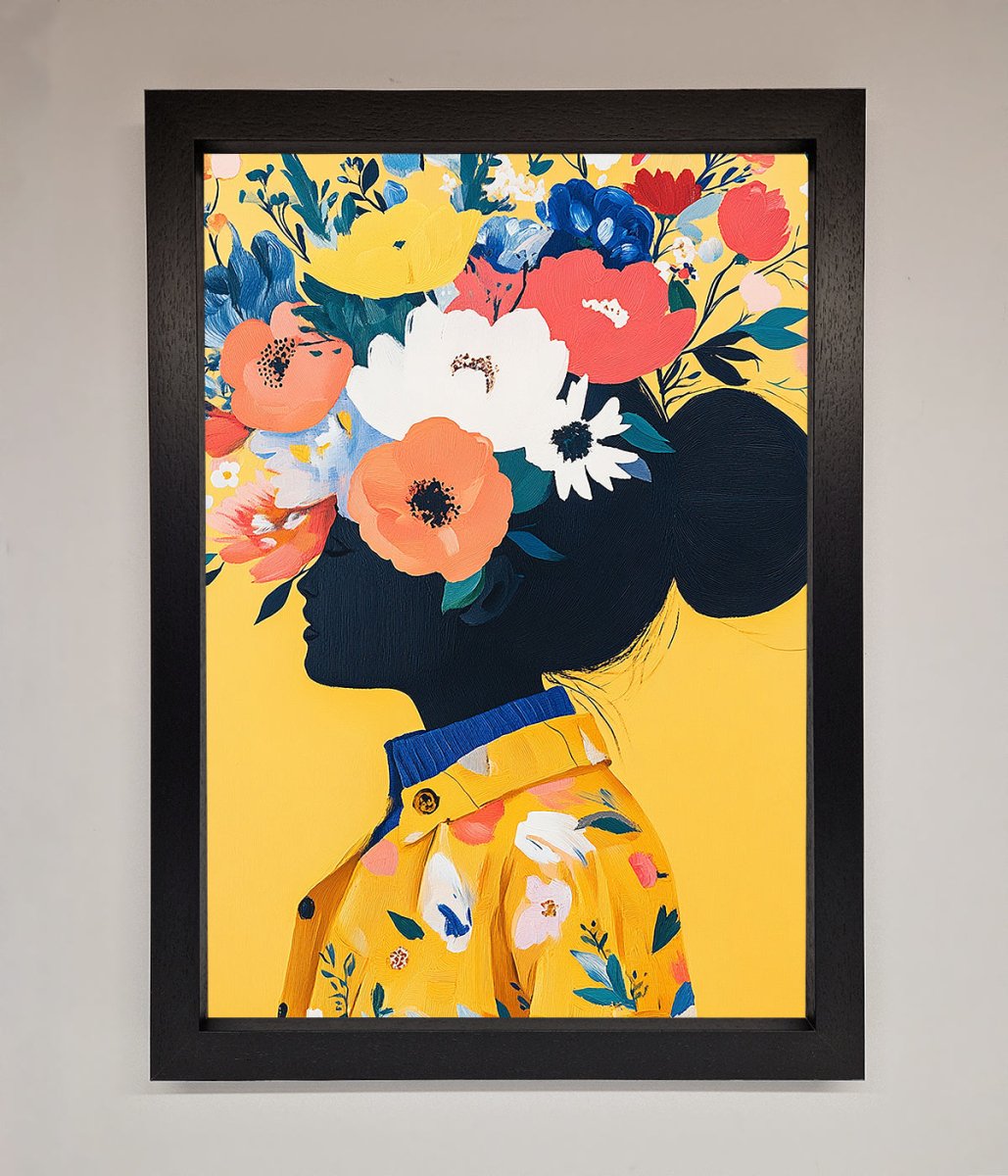 Floral Explosion Yellow Framed Print-1