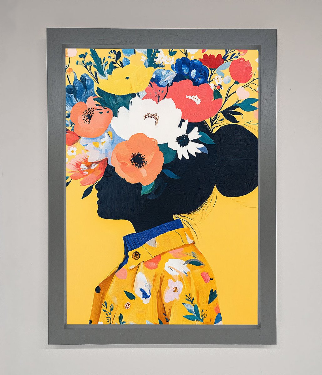 Floral Explosion Yellow Framed Print-4