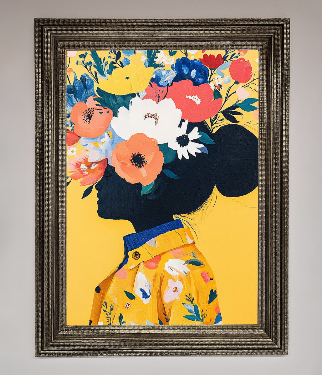 Floral Explosion Yellow Framed Print-16