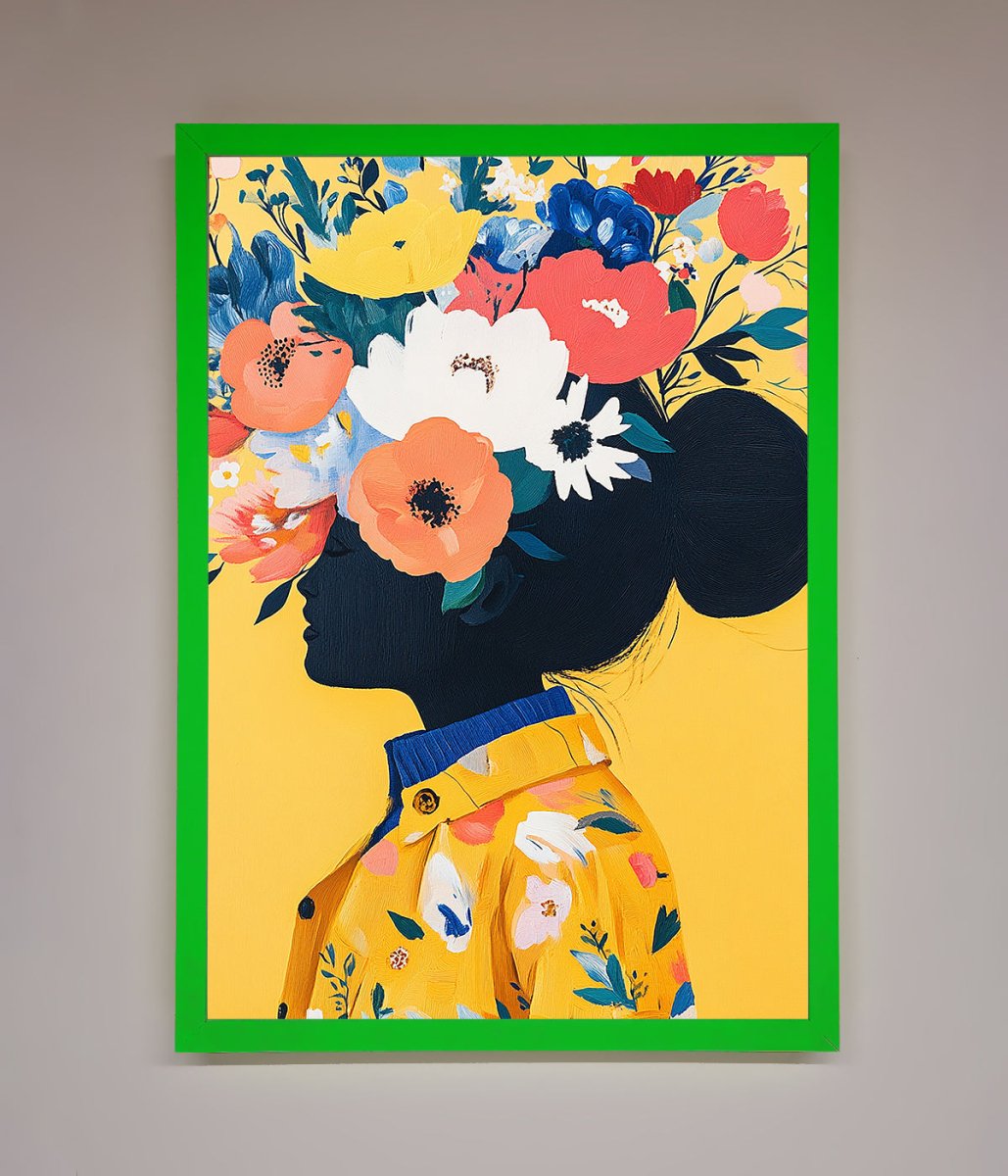 Floral Explosion Yellow Framed Print-11