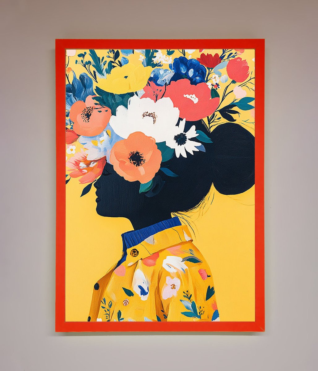 Floral Explosion Yellow Framed Print-14