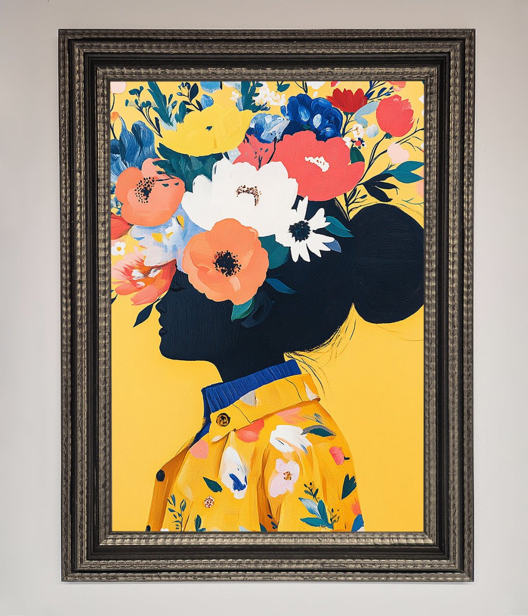 Floral Explosion Yellow Framed Print-17