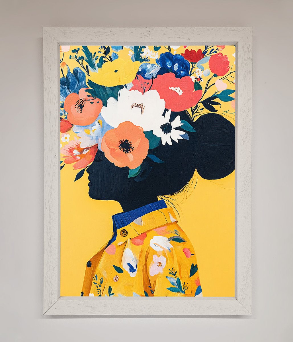 Floral Explosion Yellow Framed Print-2