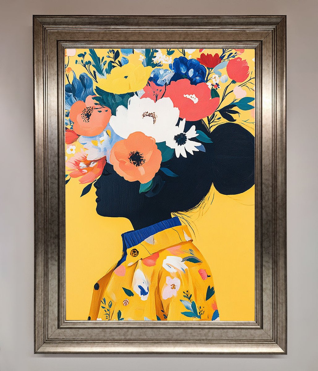 Floral Explosion Yellow Framed Print-5