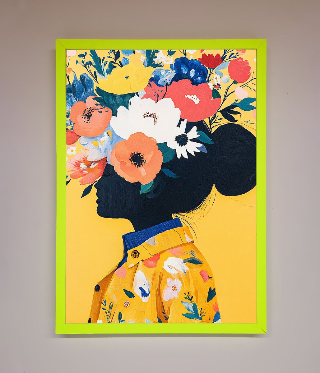 Floral Explosion Yellow Framed Print-12