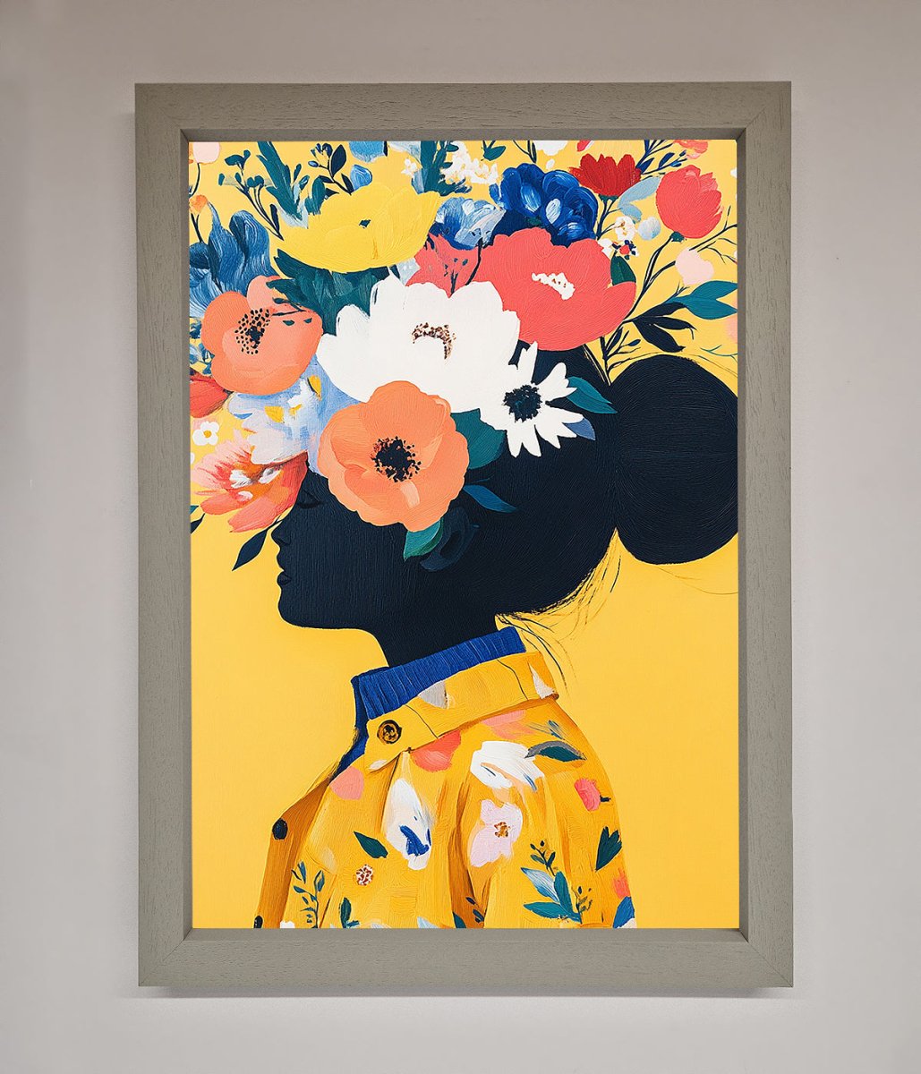 Floral Explosion Yellow Framed Print-3