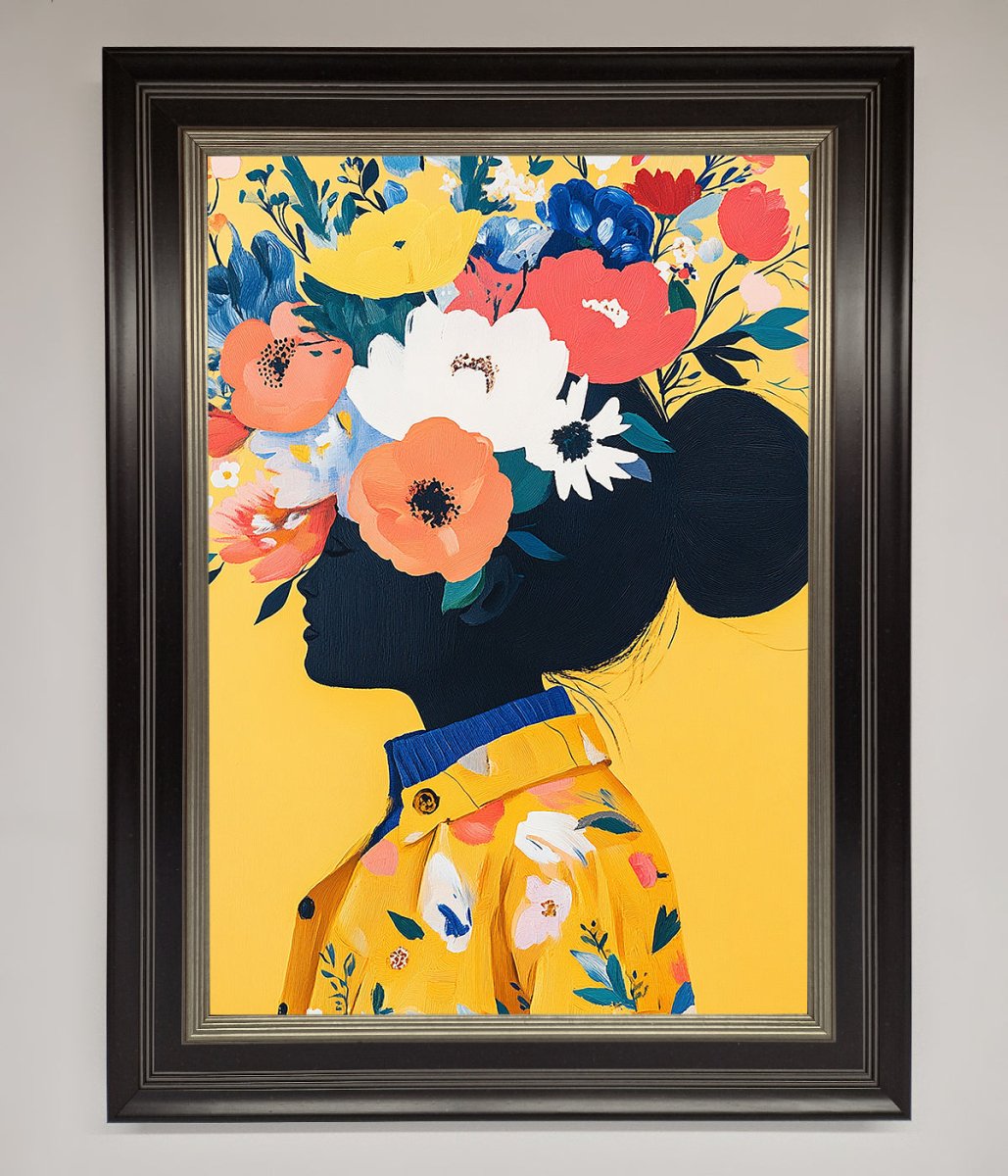 Floral Explosion Yellow Framed Print-8