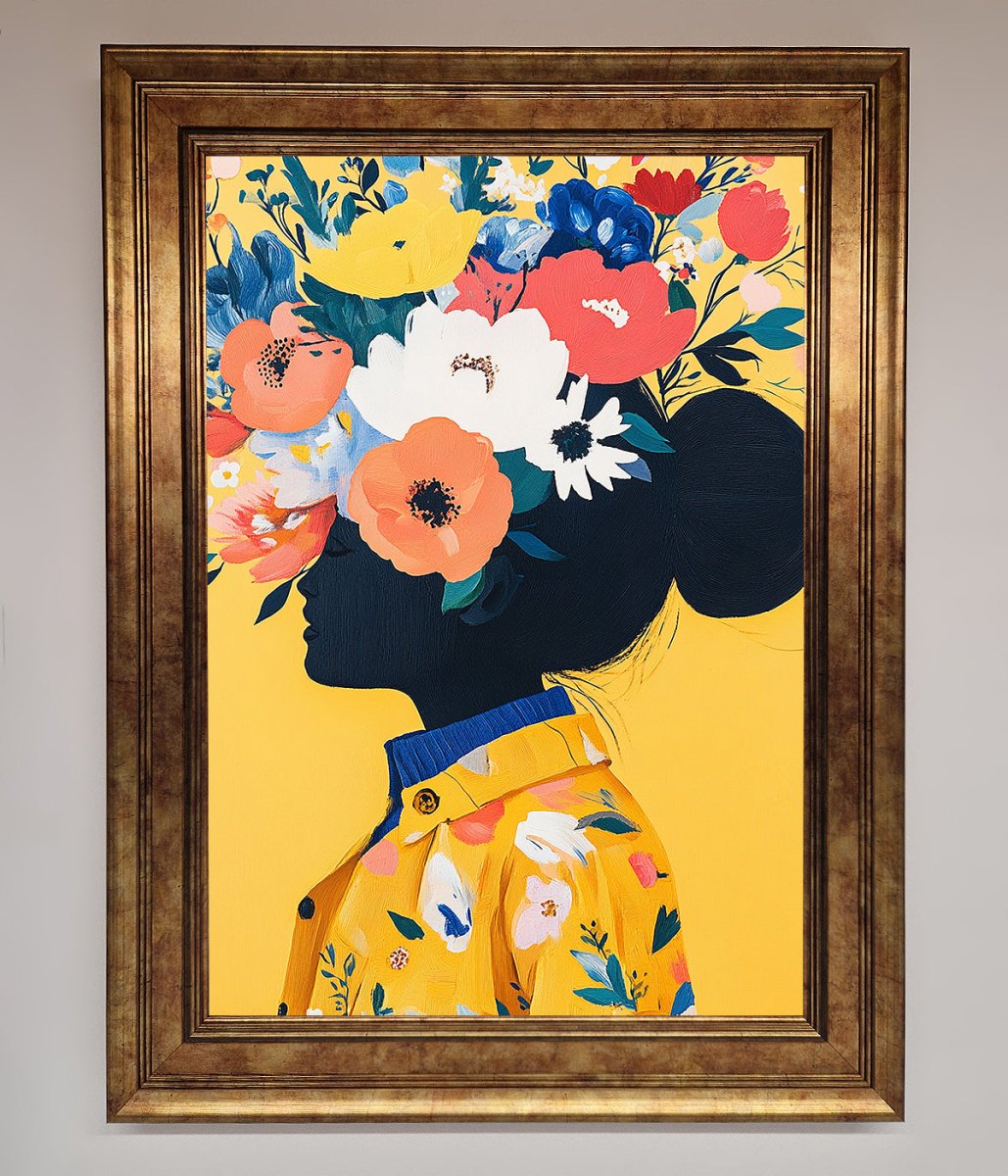 Floral Explosion Yellow Framed Print-7