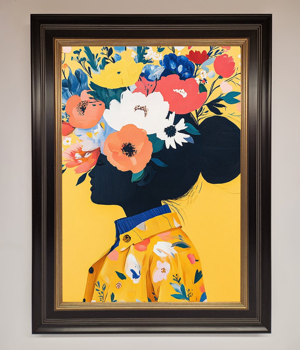 Floral Explosion Yellow Framed Print-9
