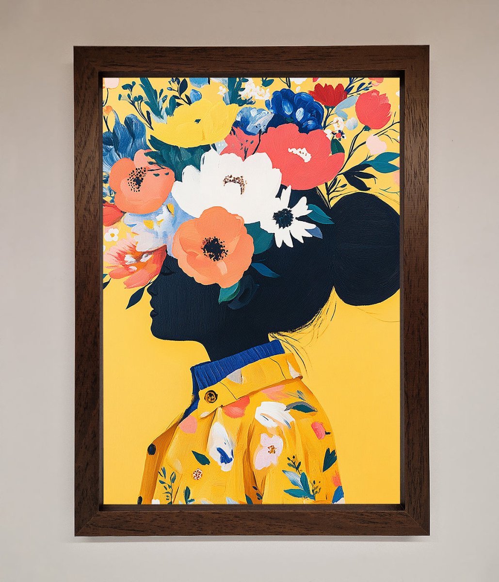 Floral Explosion Yellow Framed Print-10