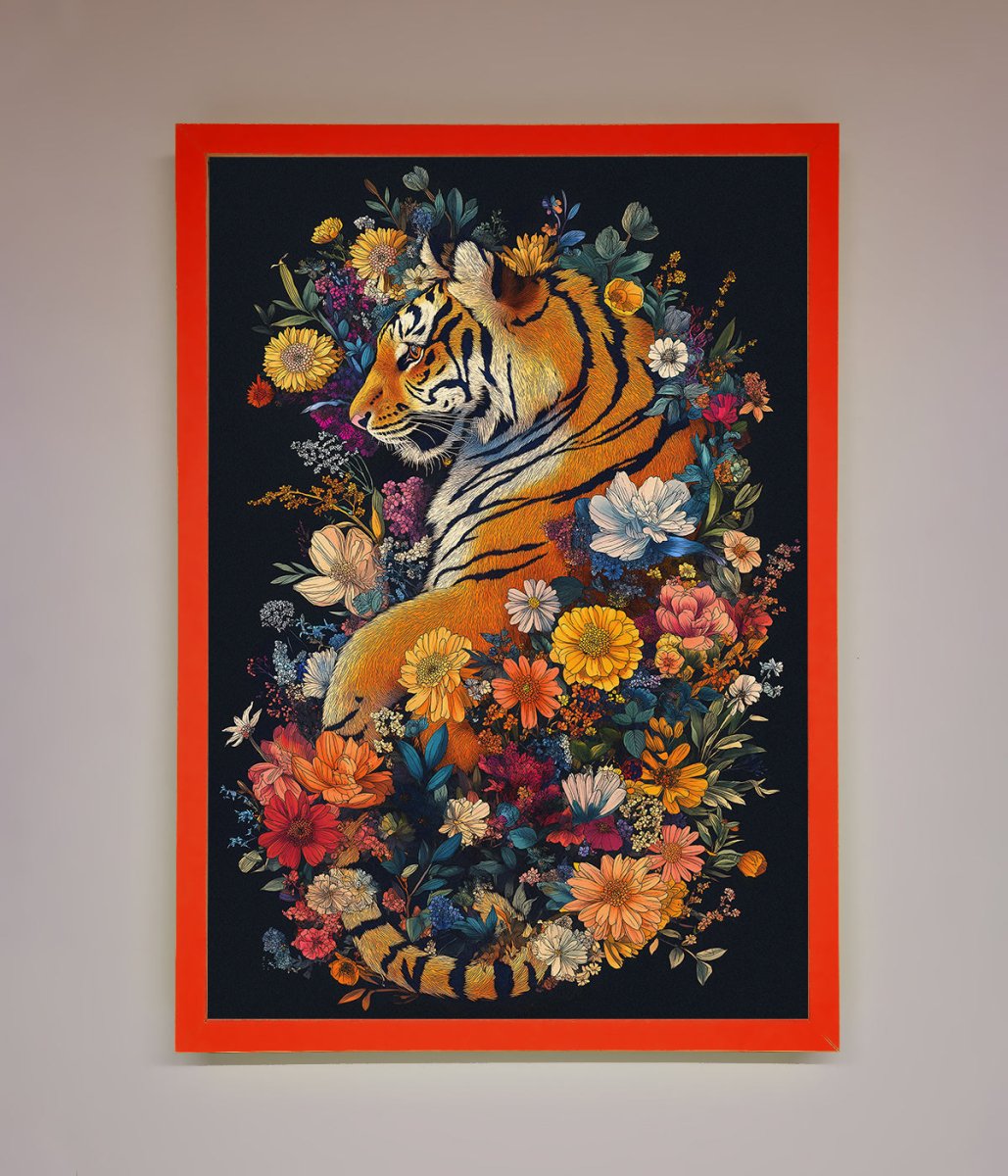 Floral Garden Tiger Framed Wall Art-14