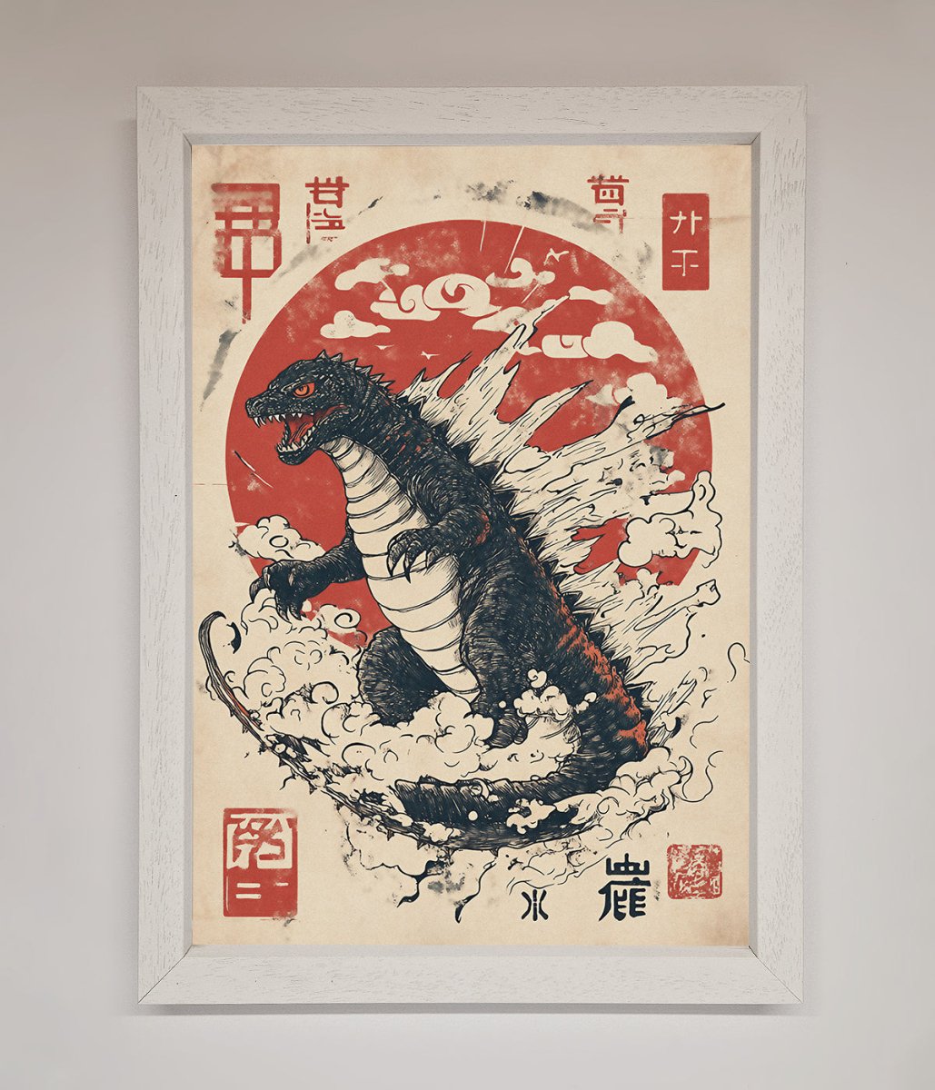 Godzilla Rises Red Sun Framed Poster-2