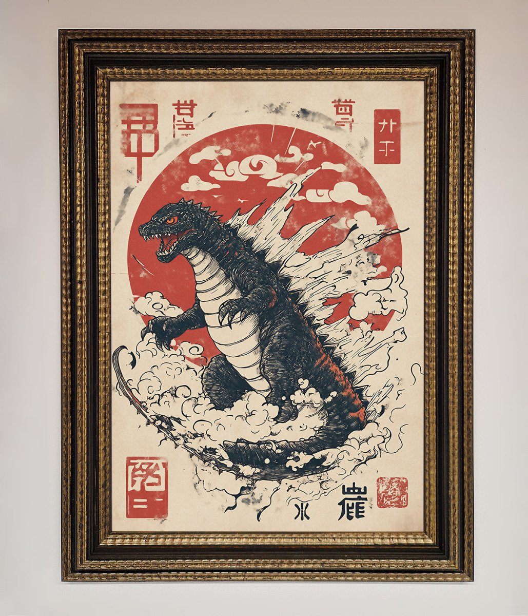 Godzilla Rises Red Sun Framed Poster-18