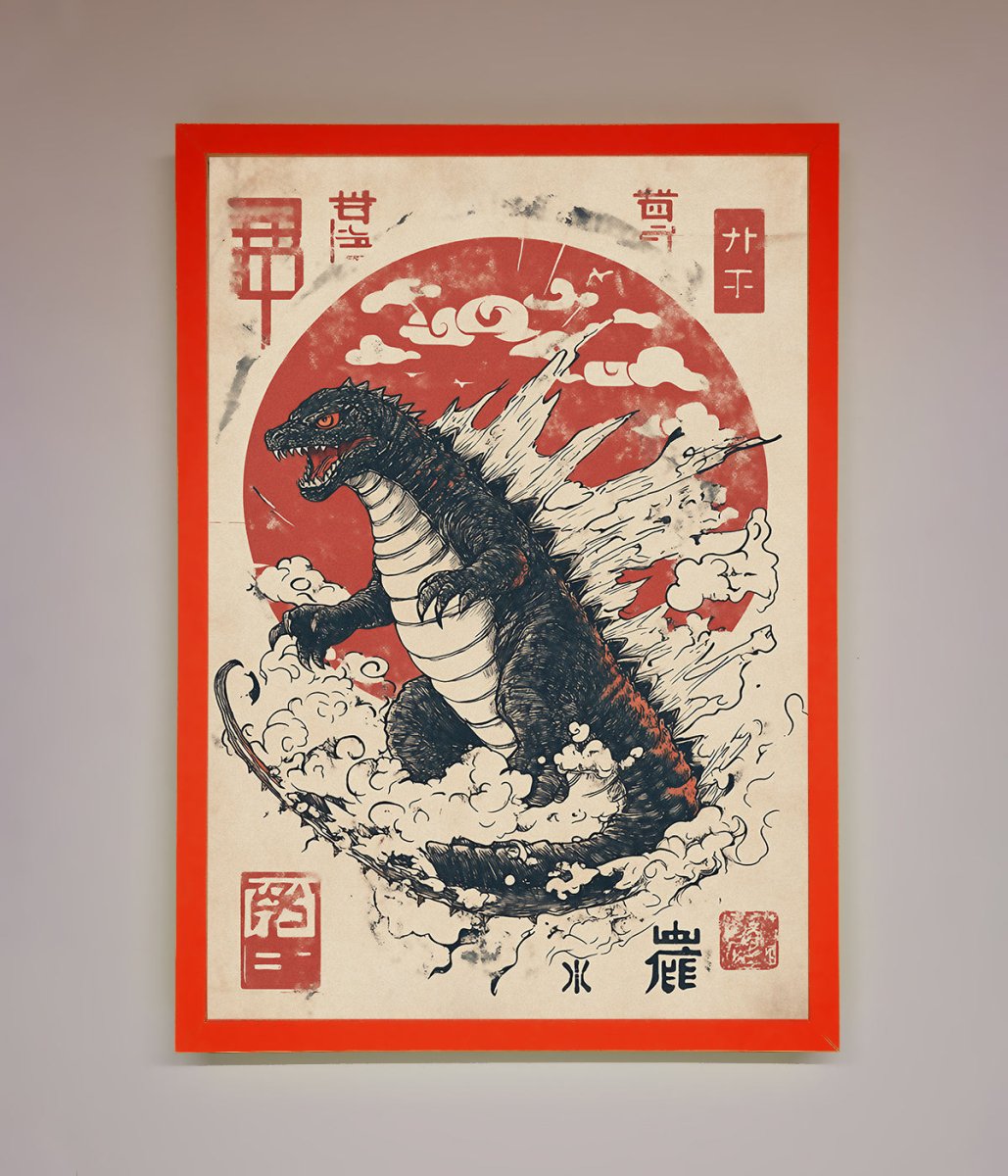 Godzilla Rises Red Sun Framed Poster-14