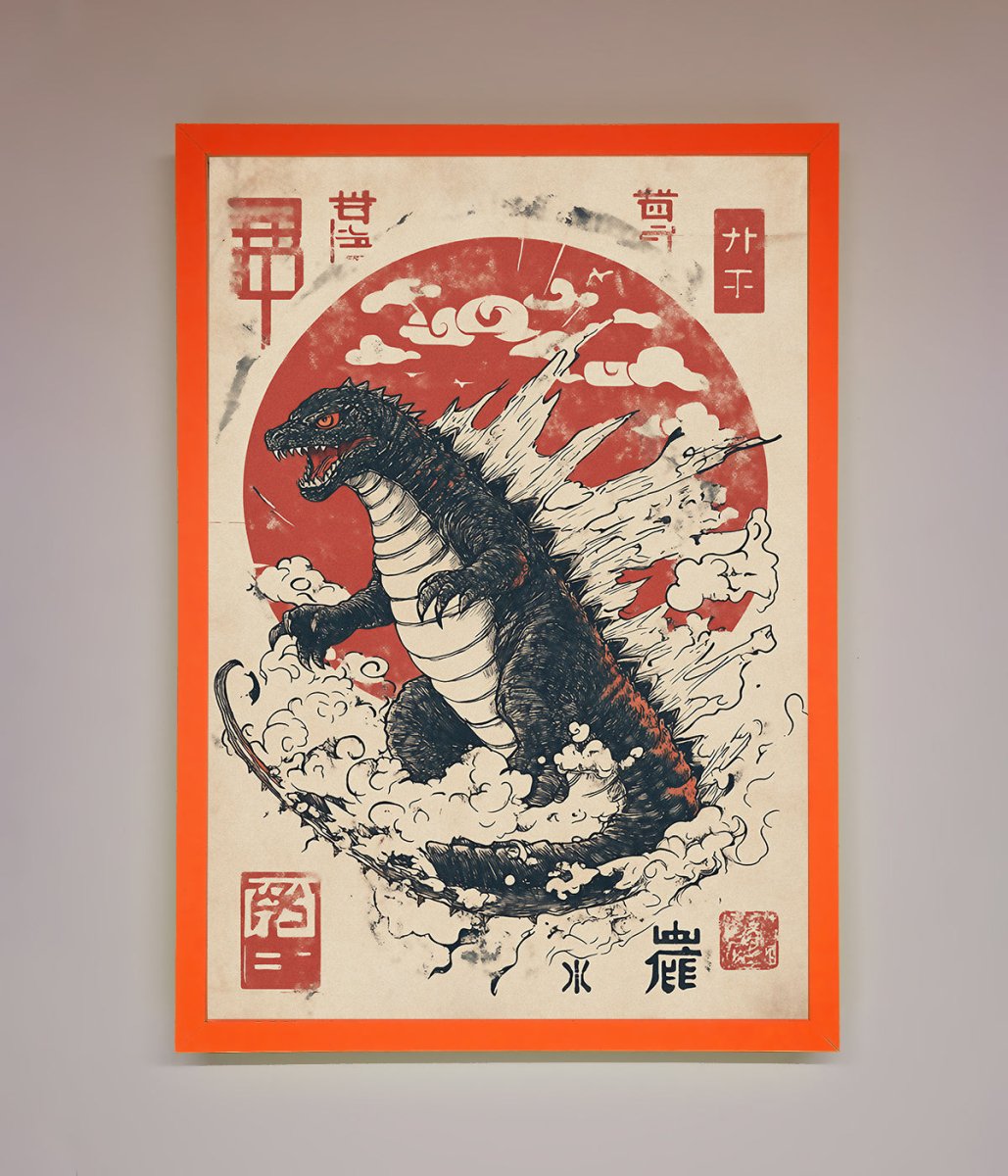Godzilla Rises Red Sun Framed Poster-10