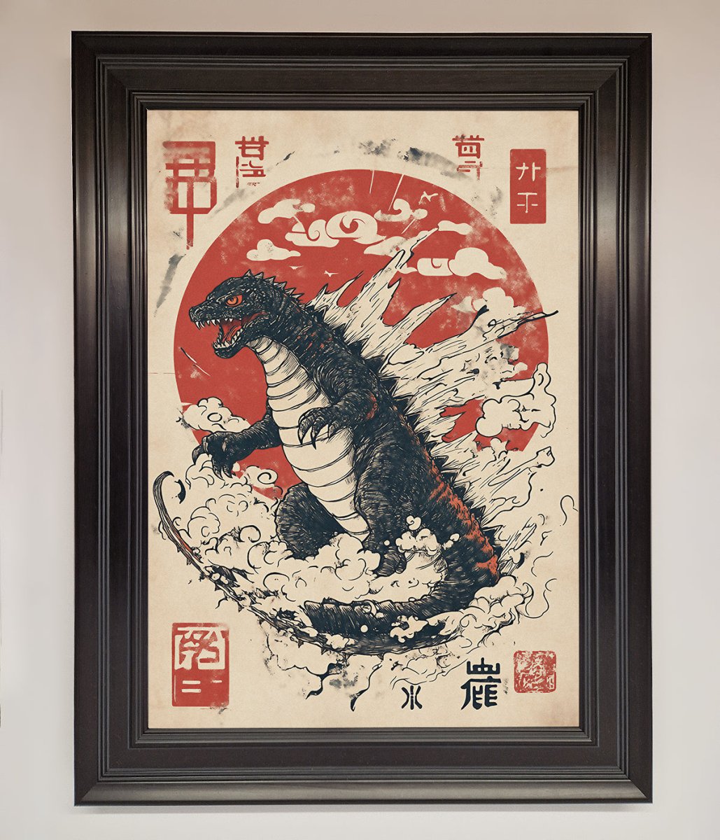 Godzilla Rises Red Sun Framed Poster-6