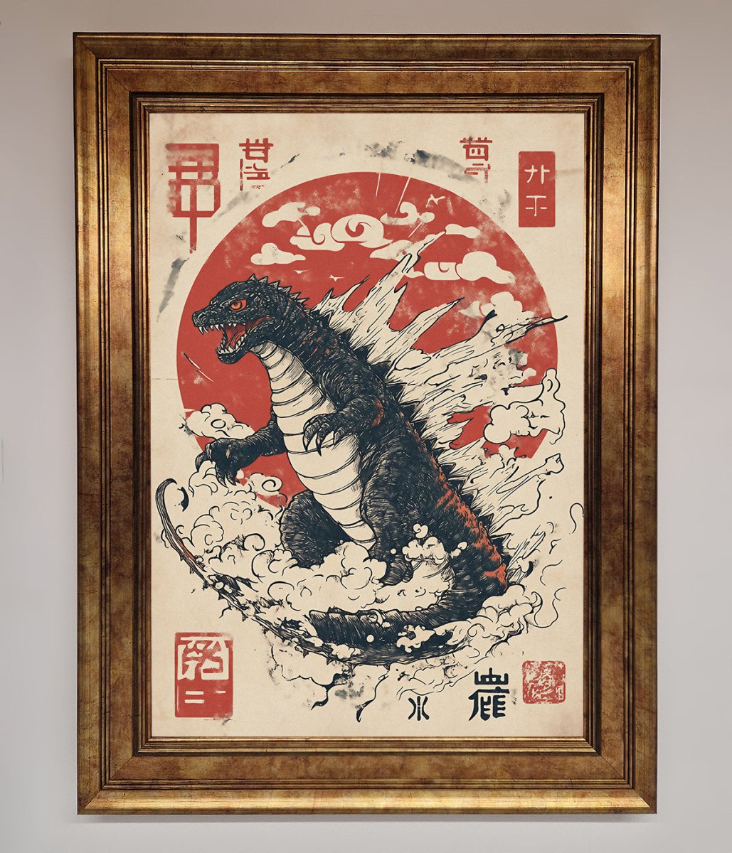 Godzilla Rises Red Sun Framed Poster-7