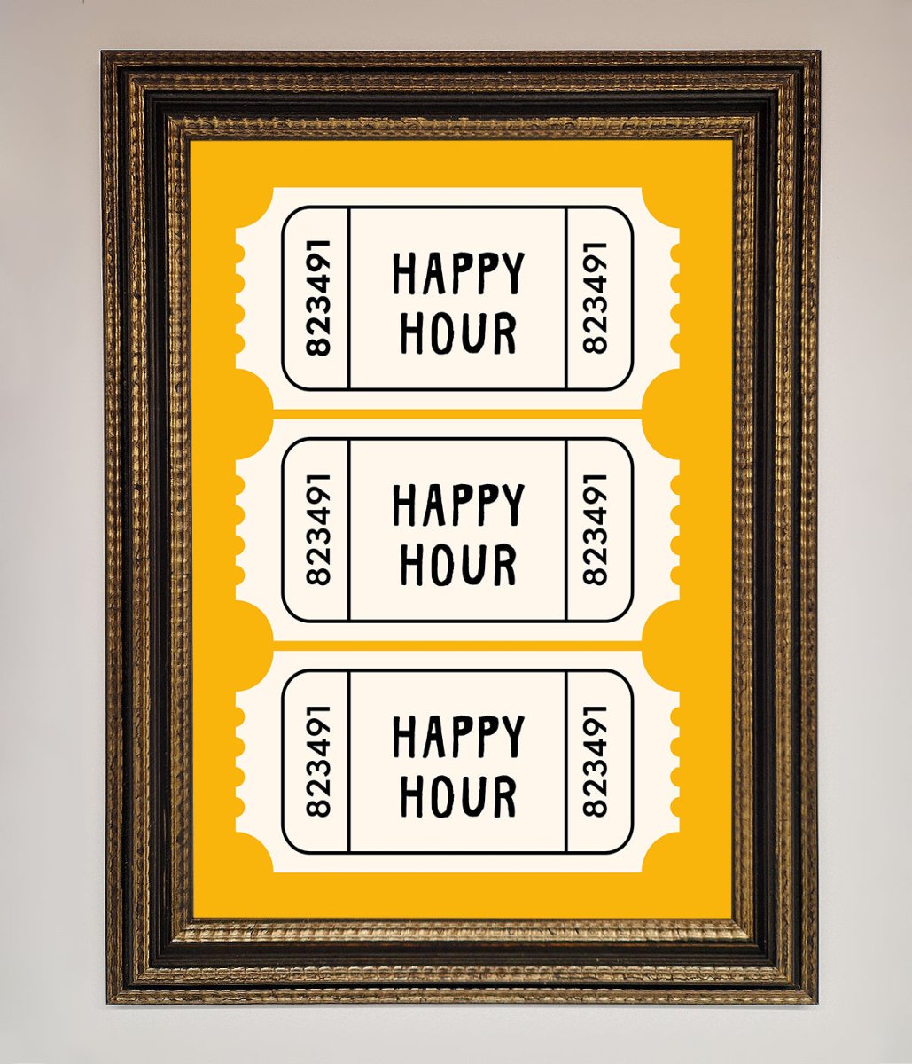 Happy Hour Mustard Framed Wall Art-18