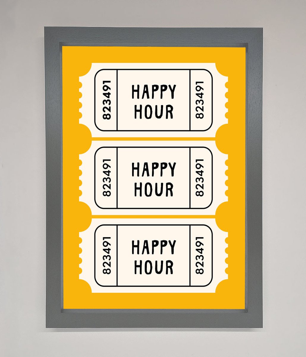 Happy Hour Mustard Framed Wall Art-4