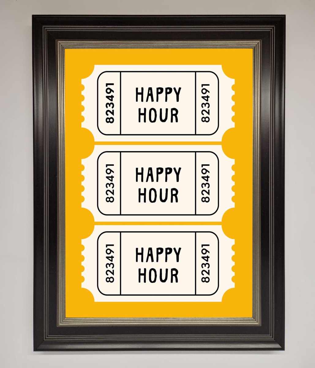 Happy Hour Mustard Framed Wall Art-8