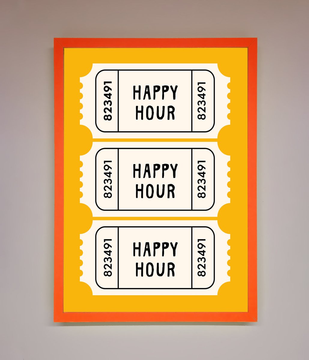 Happy Hour Mustard Framed Wall Art-11