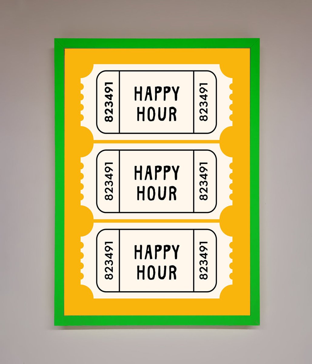 Happy Hour Mustard Framed Wall Art-0