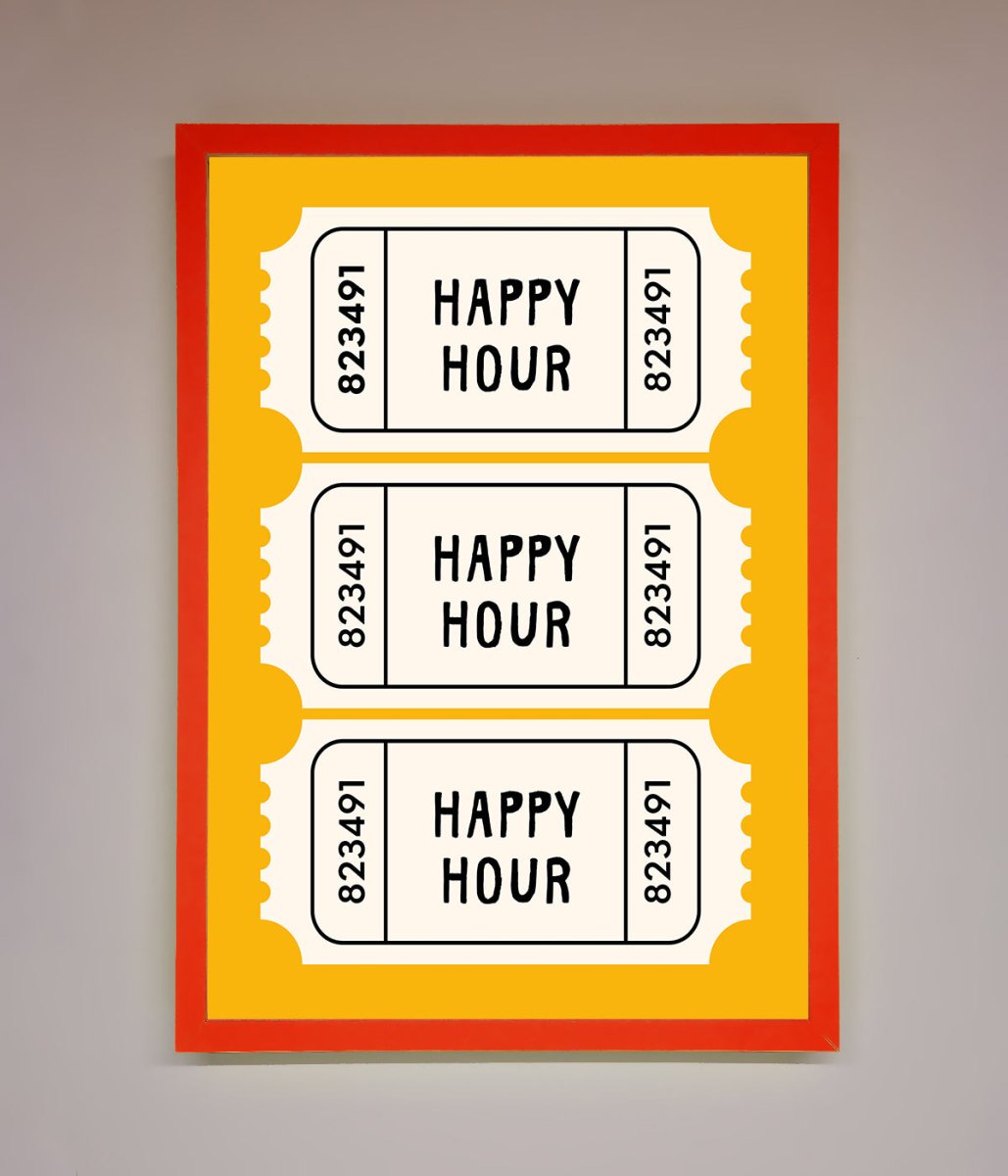 Happy Hour Mustard Framed Wall Art-14