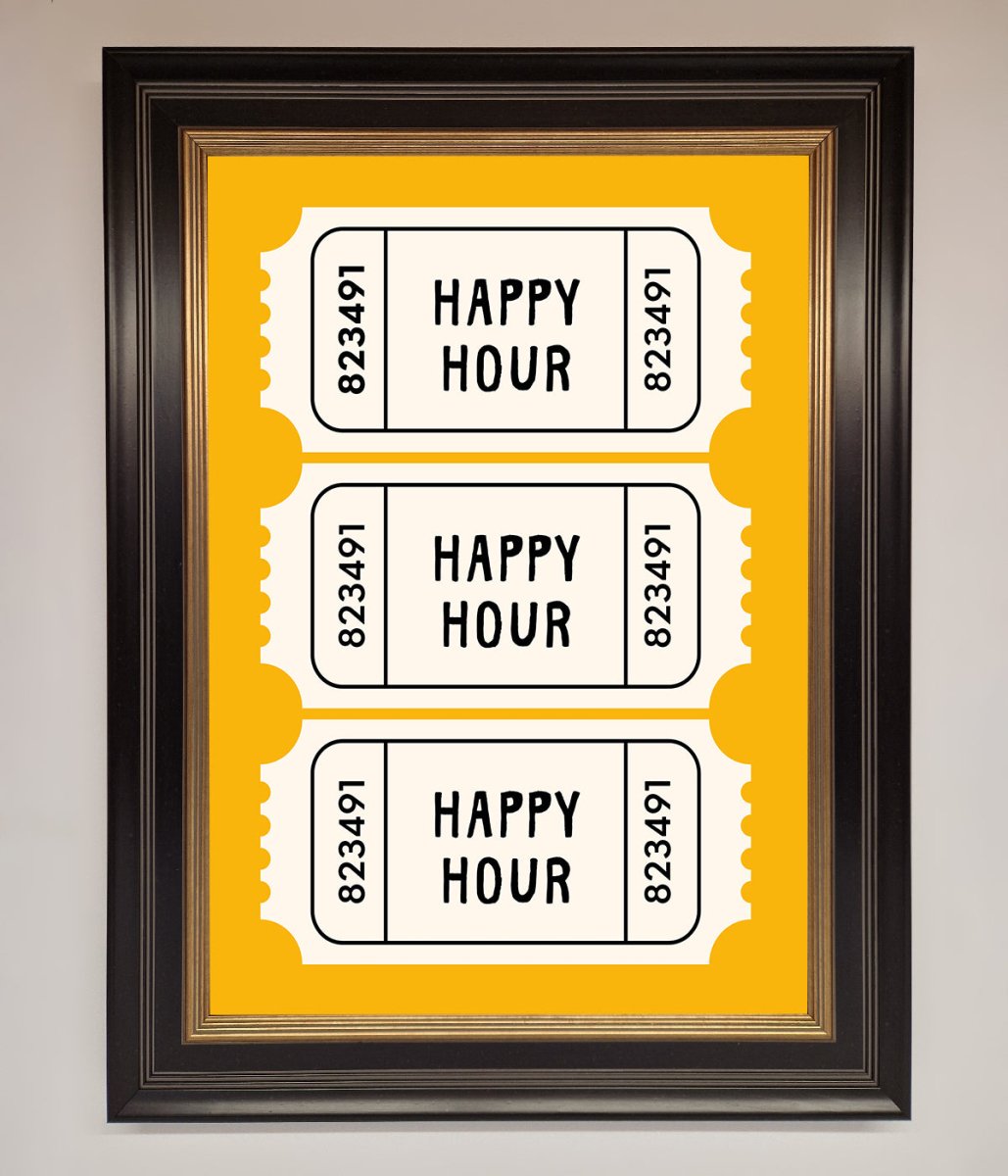 Happy Hour Mustard Framed Wall Art-9