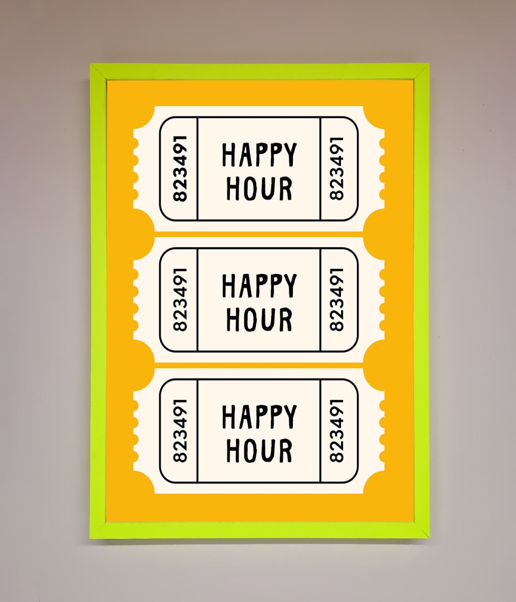 Happy Hour Mustard Framed Wall Art-12