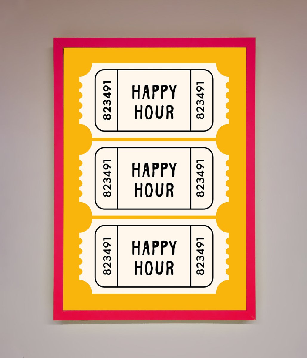Happy Hour Mustard Framed Wall Art-13