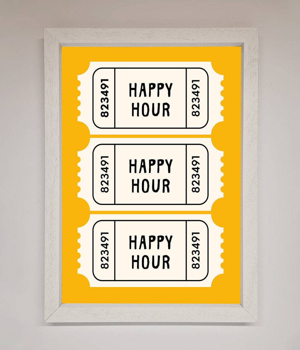 Happy Hour Mustard Framed Wall Art-2
