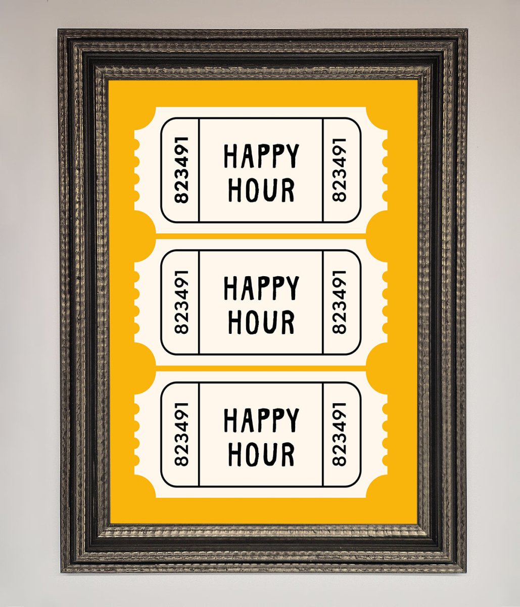 Happy Hour Mustard Framed Wall Art-17