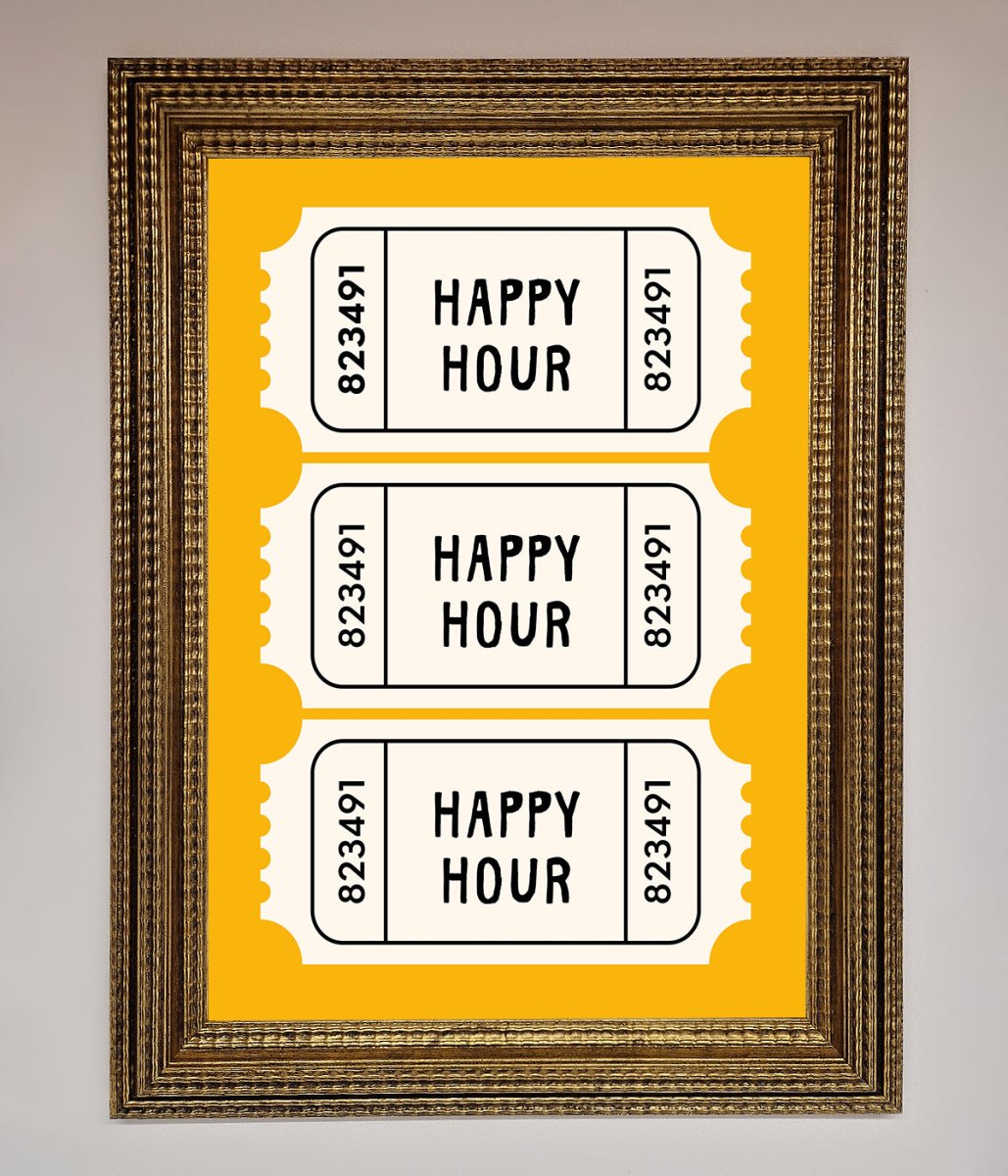 Happy Hour Mustard Framed Wall Art-15