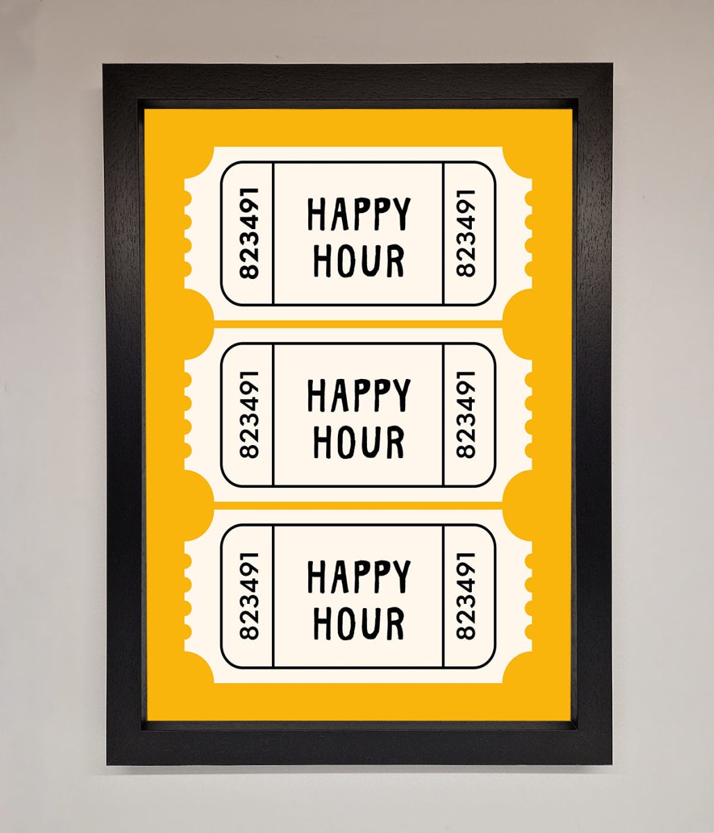 Happy Hour Mustard Framed Wall Art-1