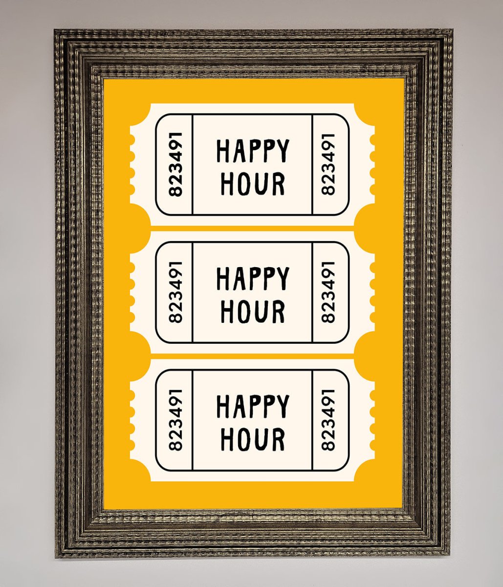Happy Hour Mustard Framed Wall Art-16