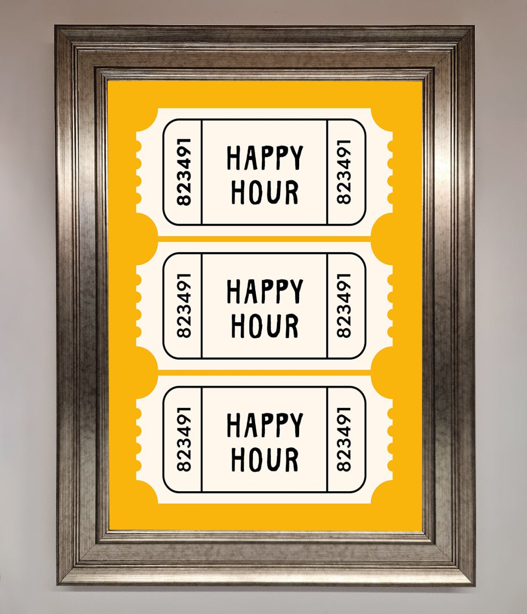 Happy Hour Mustard Framed Wall Art-5