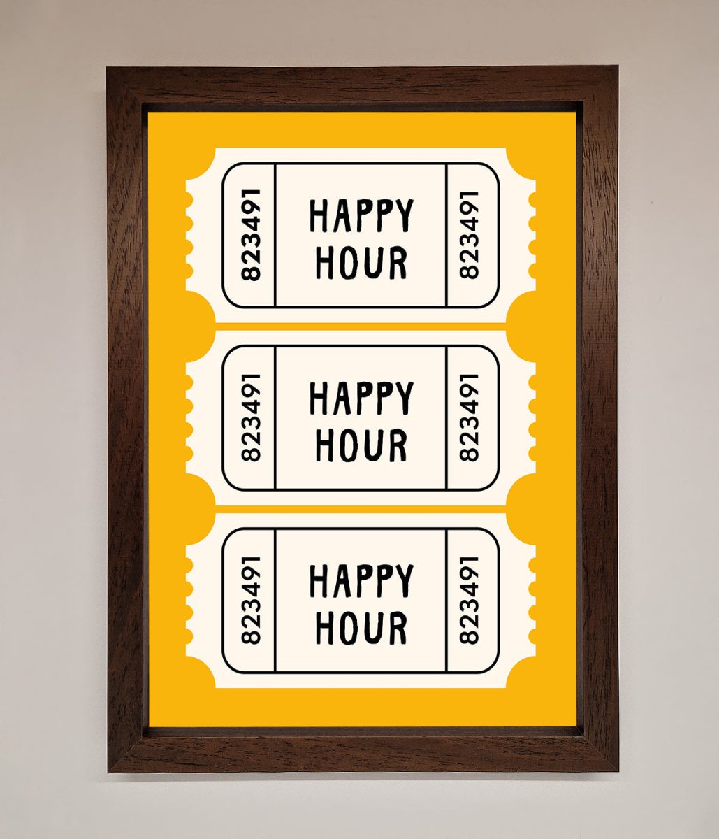 Happy Hour Mustard Framed Wall Art-10