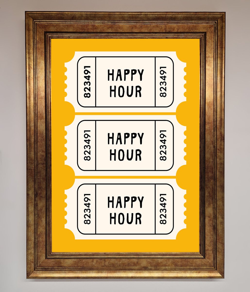 Happy Hour Mustard Framed Wall Art-7